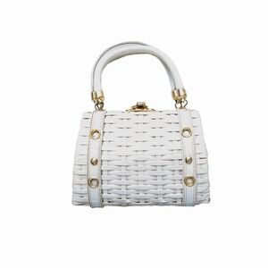 PERFECT Mini Vintage 60s White Wicker Basket Handbag
